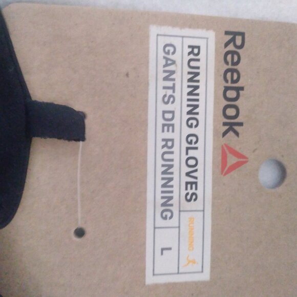 Reebok Running Gloves Unisex Size Large Reflective Graphic Smart Touch Black NWT - Picture 3 of 4